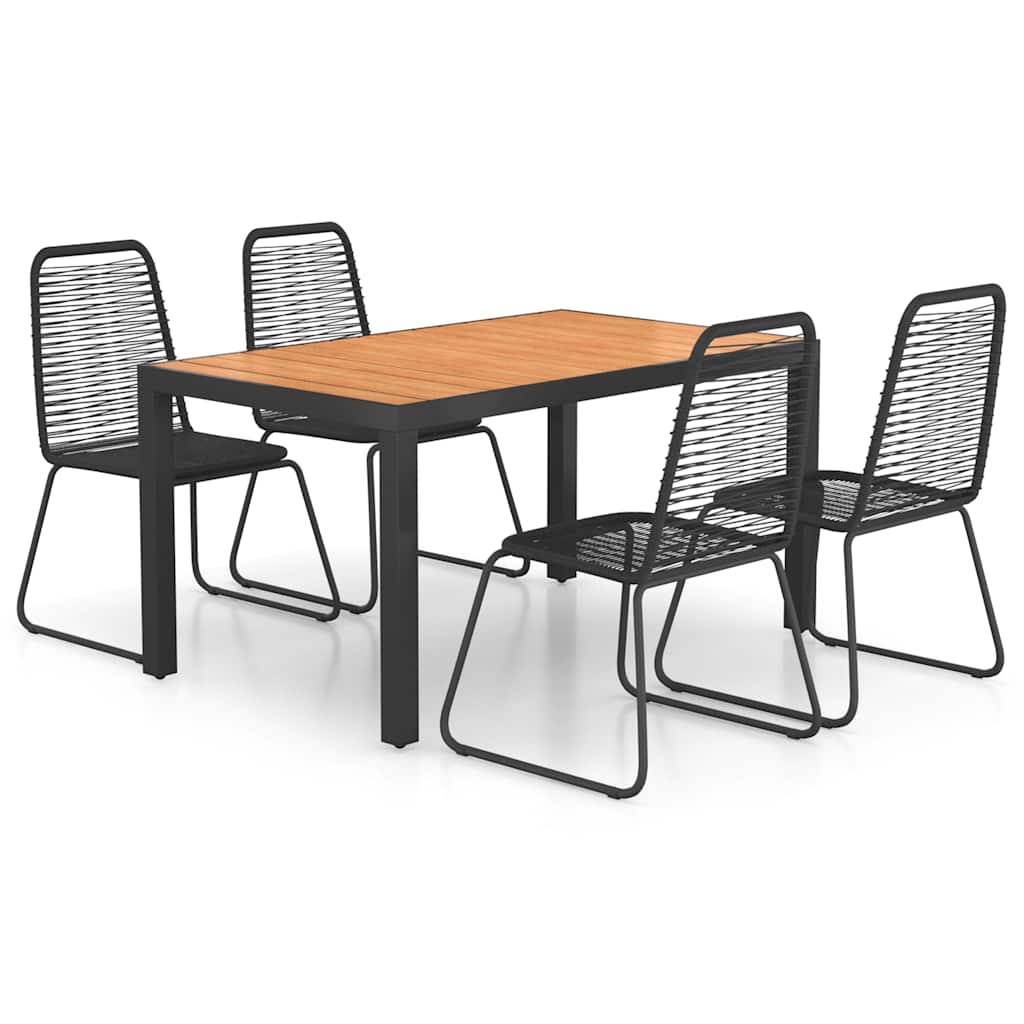 5-tlg. Garten-Essgruppe PVC Rattan Schwarz und Braun