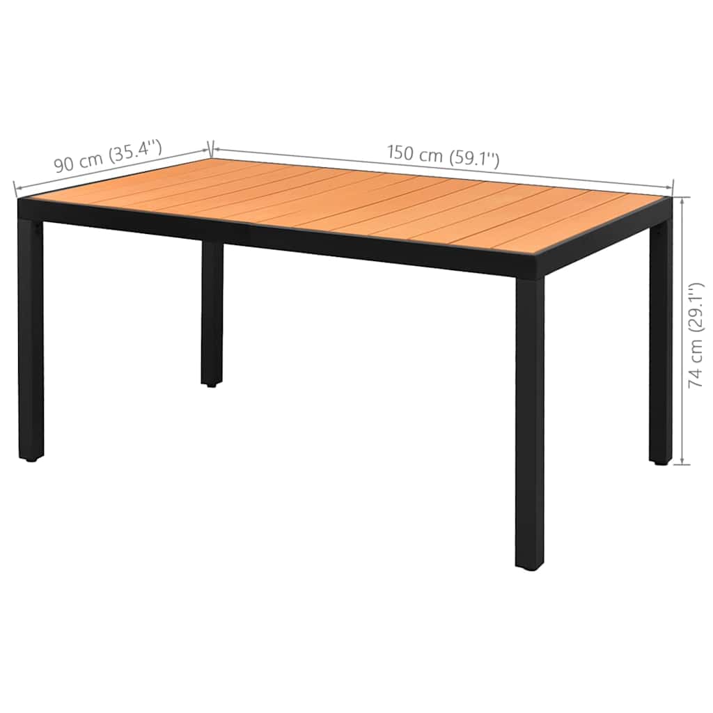 5-tlg. Garten-Essgruppe PVC Rattan Schwarz und Braun