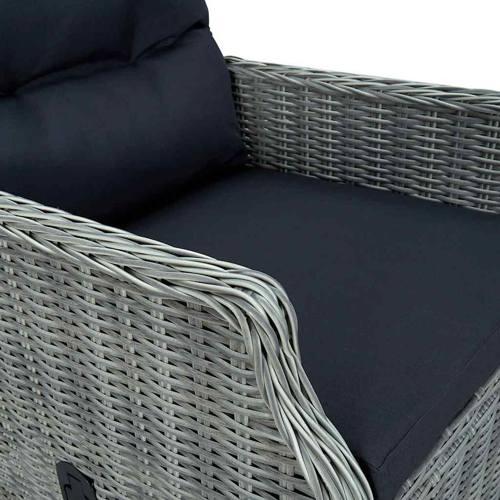 7-tlg. Garten-Essgruppe mit Auflagen Poly Rattan Hellgrau