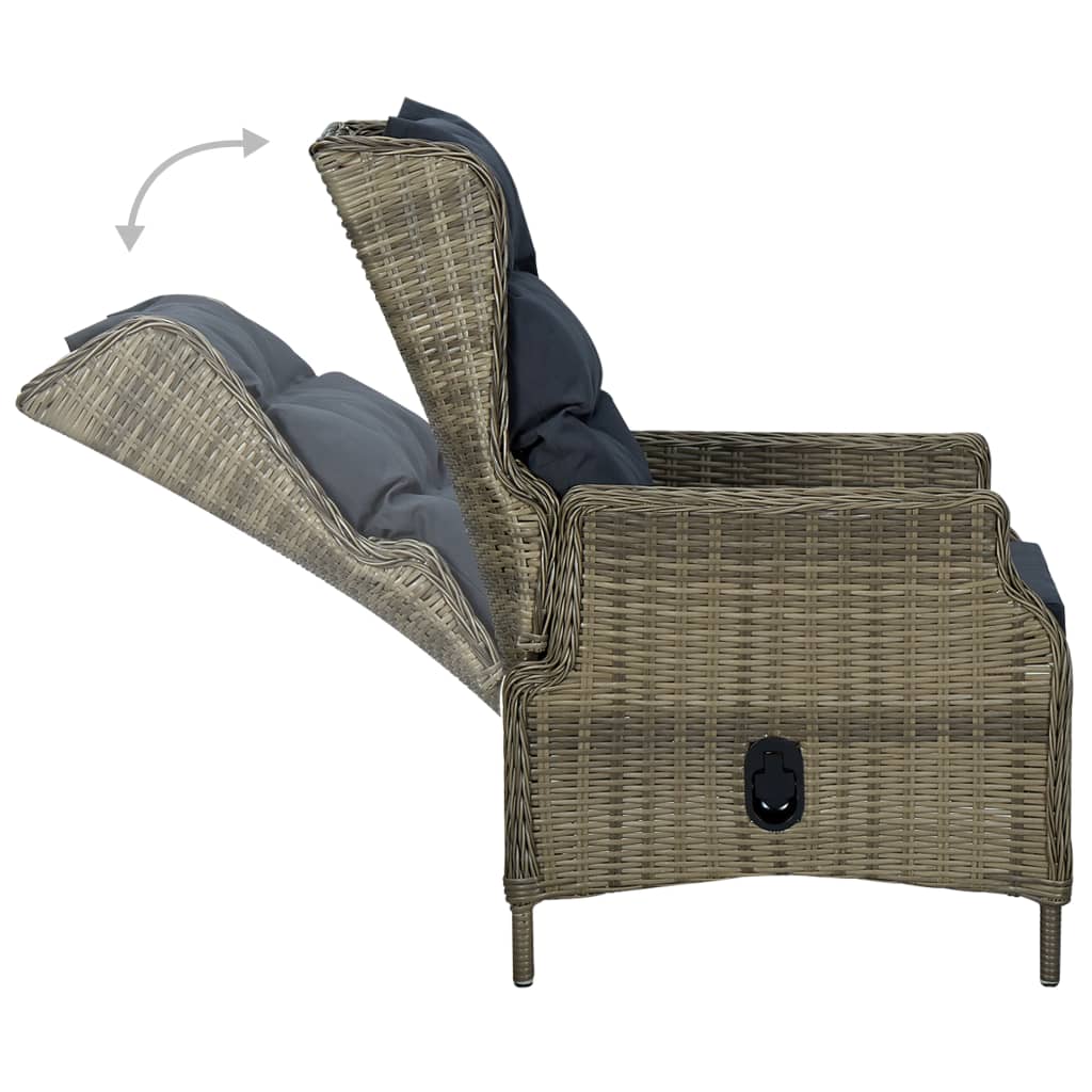 7-tlg. Garten-Essgruppe mit Auflagen Poly Rattan Braun