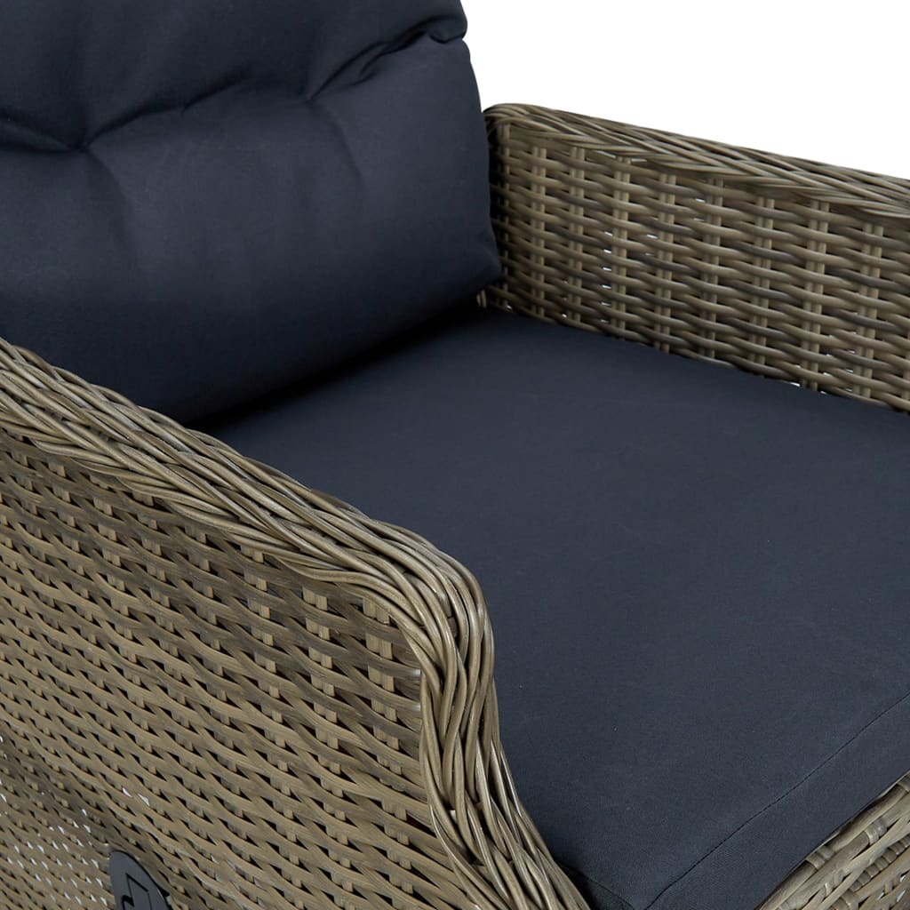 7-tlg. Garten-Essgruppe mit Auflagen Poly Rattan Braun