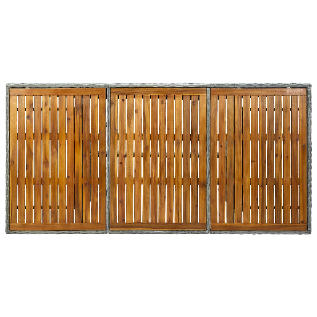 9-tlg. Garten-Essgruppe mit Auflagen Poly Rattan Hellgrau