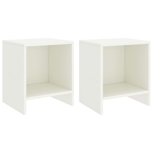 Tables de chevet, lot de 2, blanc, 35 x 30 x 40 cm, pin massif