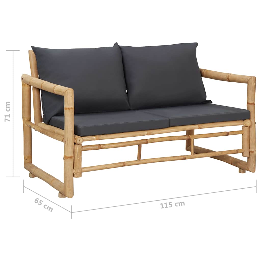 4-tlg. Garten-Lounge-Set mit Auflagen Bambus