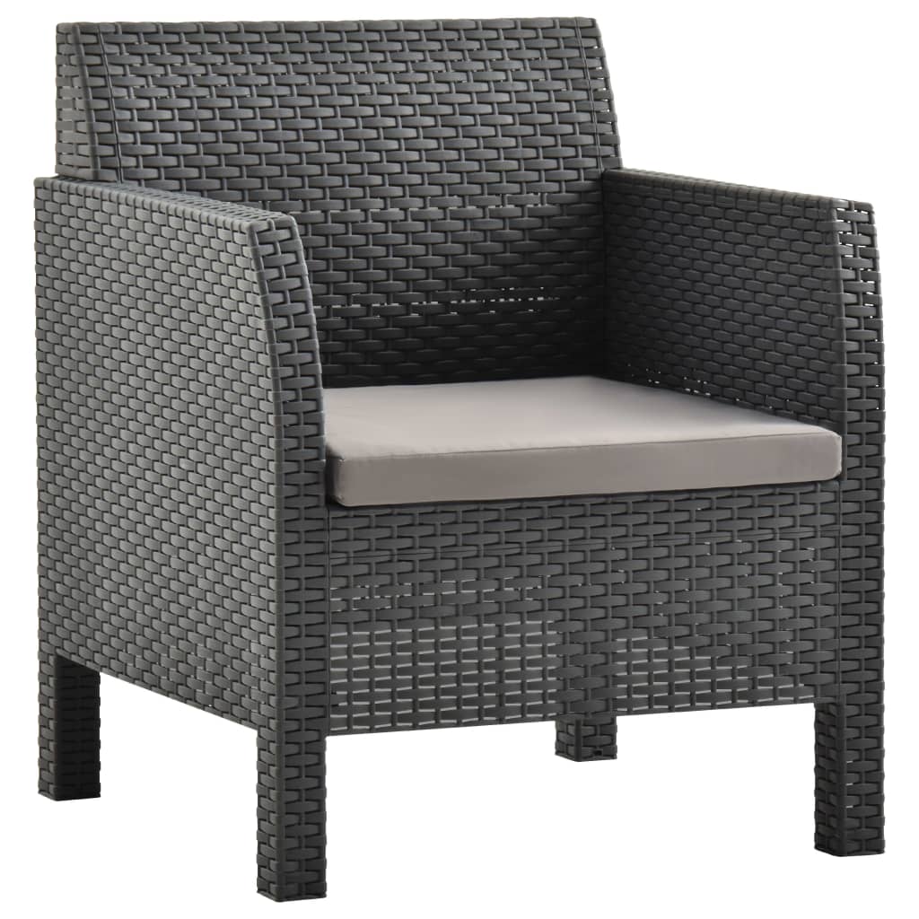 Gartenstuhl mit Kissen Anthrazit 63x65x76 cm PP Rattan