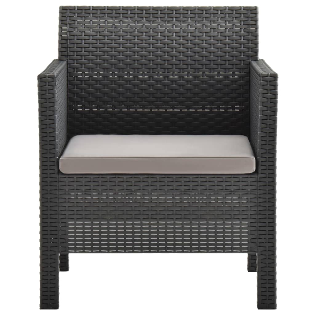 Gartenstuhl mit Kissen Anthrazit 63x65x76 cm PP Rattan