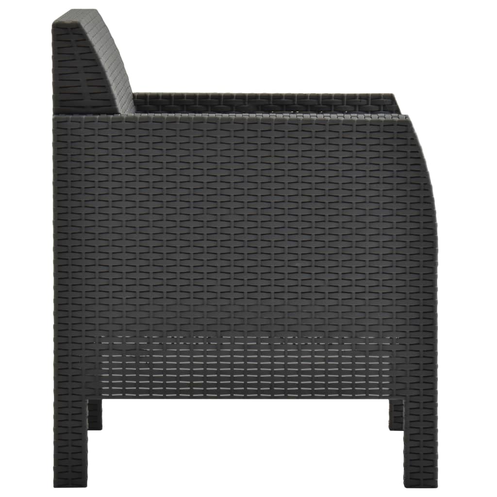 Gartenstuhl mit Kissen Anthrazit 63x65x76 cm PP Rattan