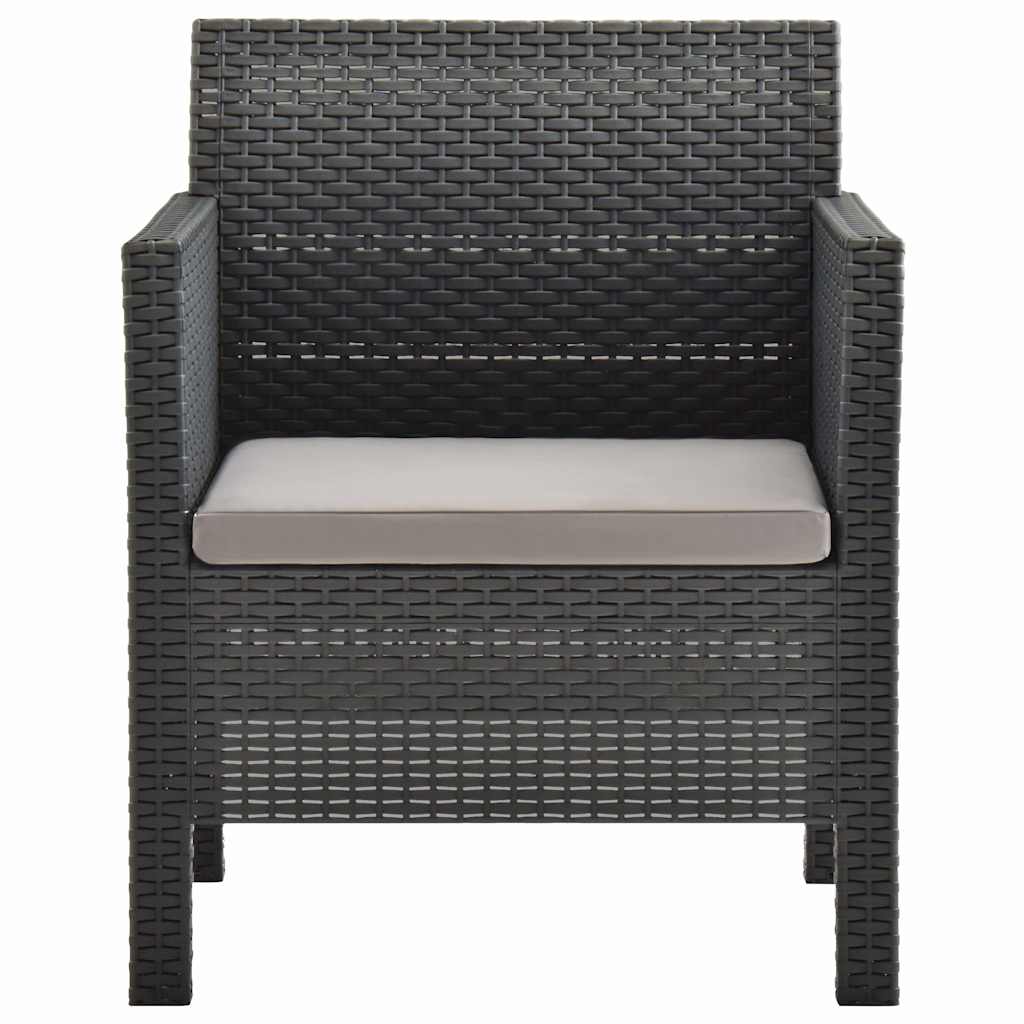 2-tlg. Garten-Lounge-Set mit Auflage PP Rattan Anthrazit