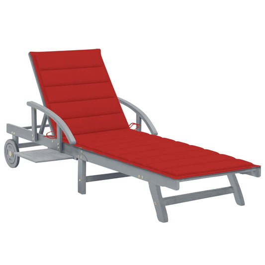 Chaise longue avec coussin en bois d'acacia massif