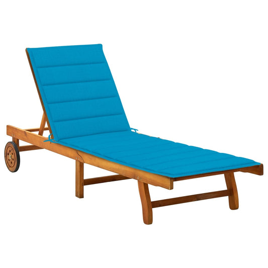 Chaise longue avec coussin en bois d'acacia massif