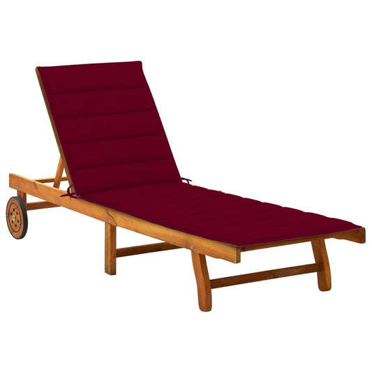 Chaise longue avec coussin en bois d'acacia massif