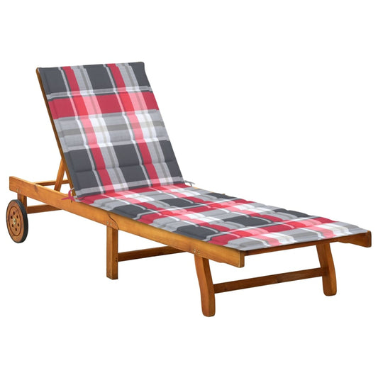 Chaise longue avec coussin en bois d'acacia massif