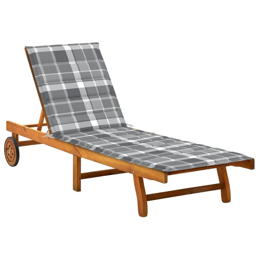 Chaise longue avec coussin en bois d'acacia massif