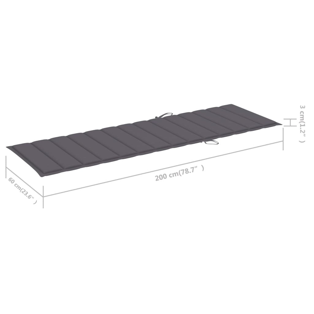 Bain de soleil avec coussin en bois massif d'acacia gris