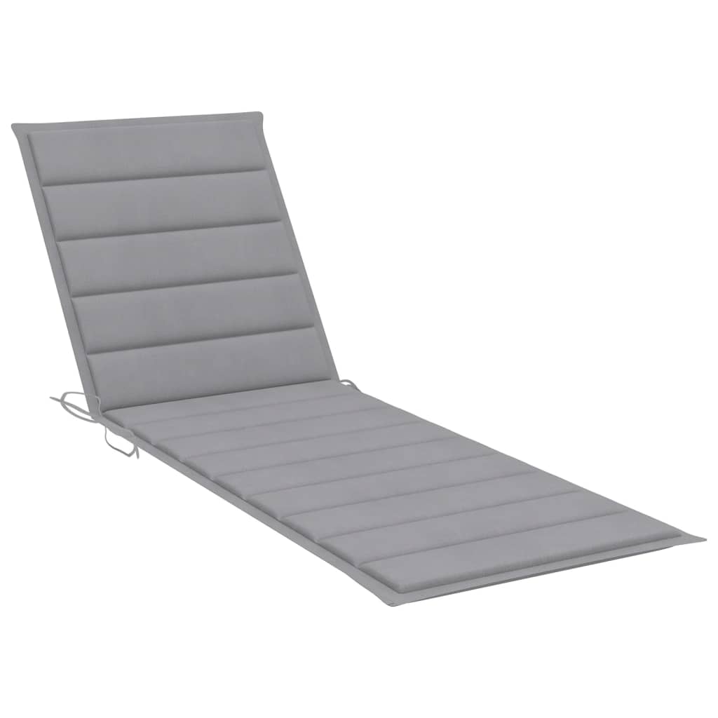 Bain de soleil avec coussin en bois massif d'acacia gris