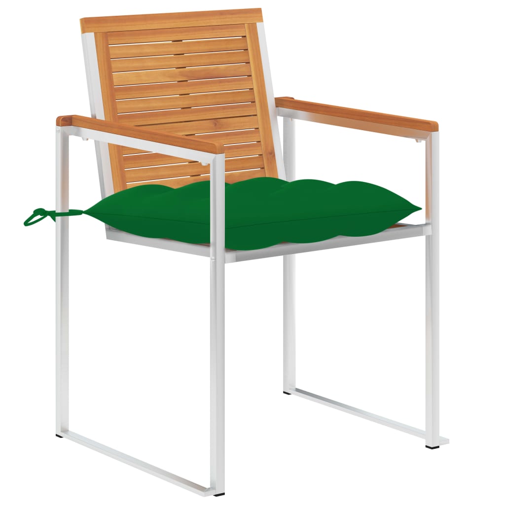 Gartenstühle mit Kissen 2 Stk. Massivholz Akazie und Stahl