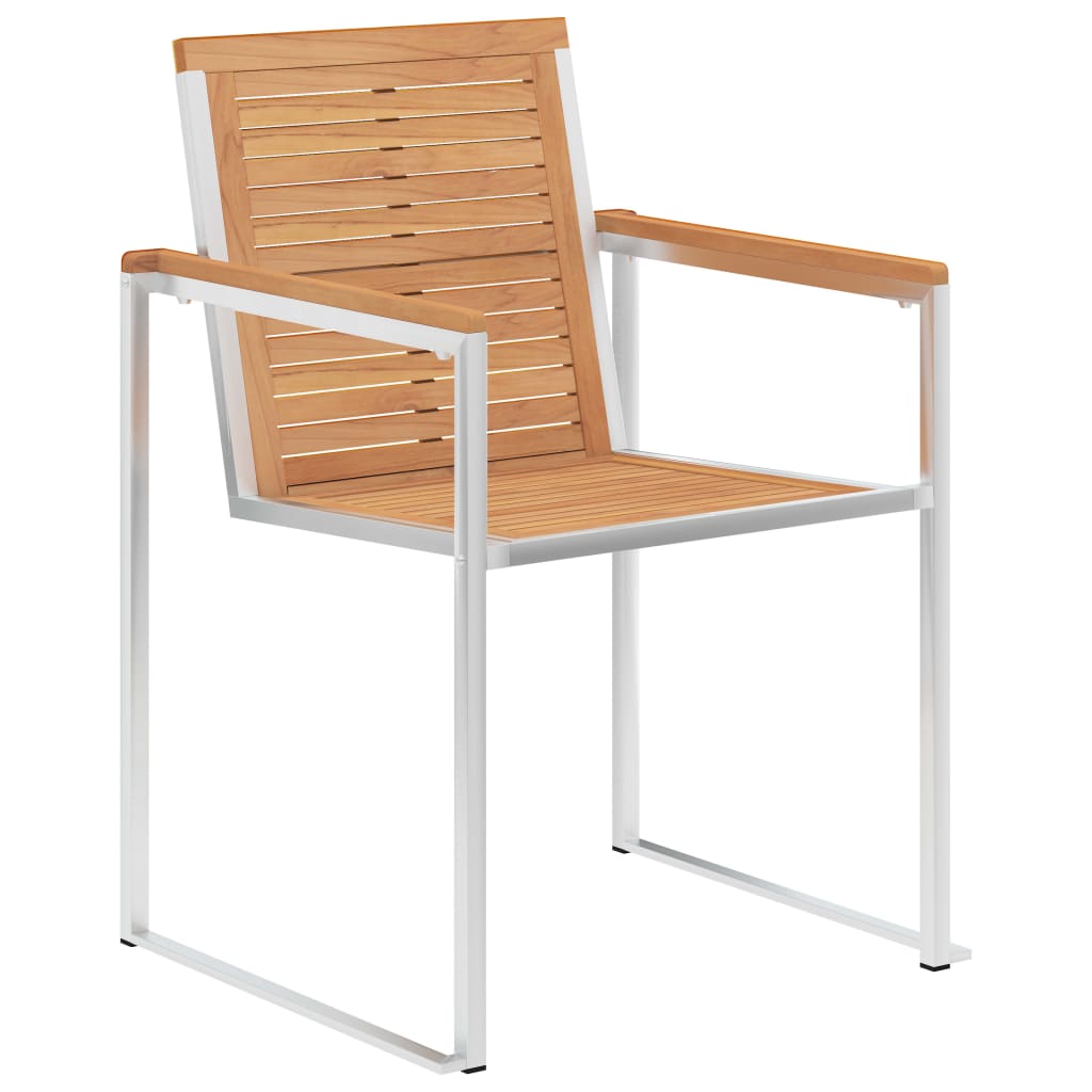 Gartenstühle mit Kissen 2 Stk. Massivholz Teak und Stahl