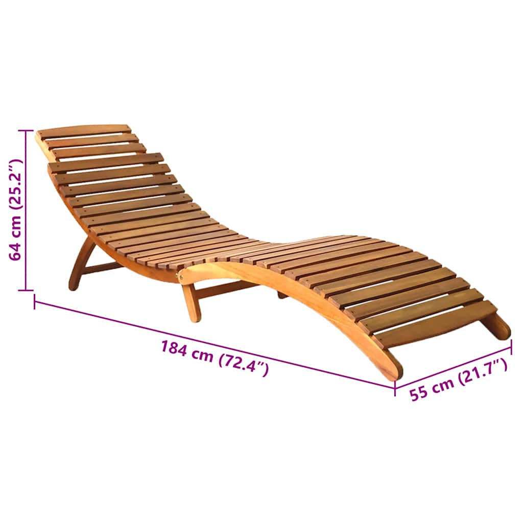 Sonnenliege mit Auflage Akazie Massivholz