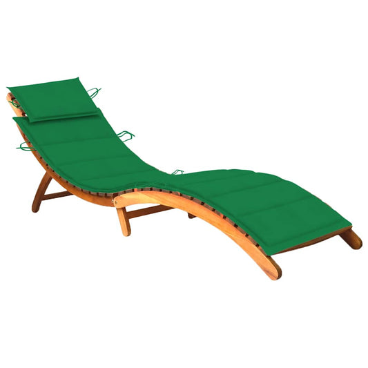 Chaise longue avec coussin en bois d'acacia massif