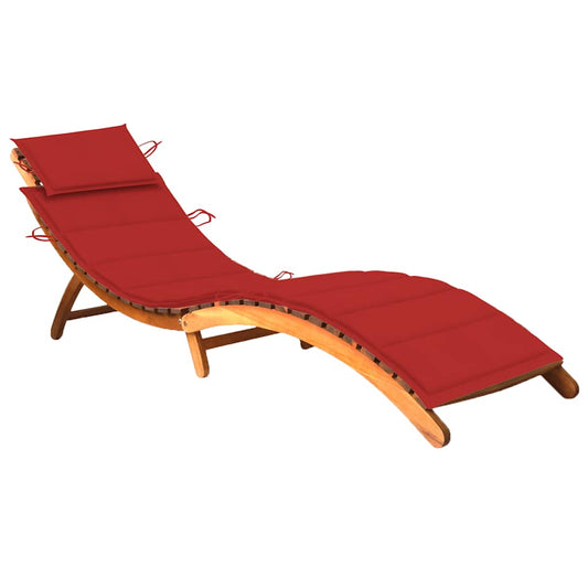 Chaise longue avec coussin en bois d'acacia massif