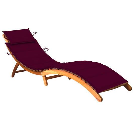 Chaise longue avec coussin en bois d'acacia massif