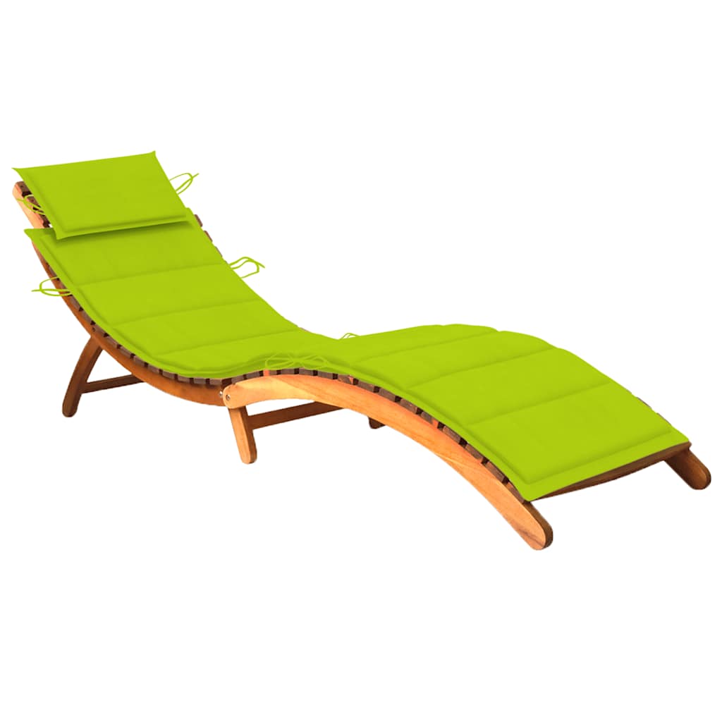 Chaise longue avec coussin en bois d'acacia massif