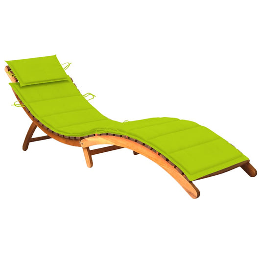 Chaise longue avec coussin en bois d'acacia massif