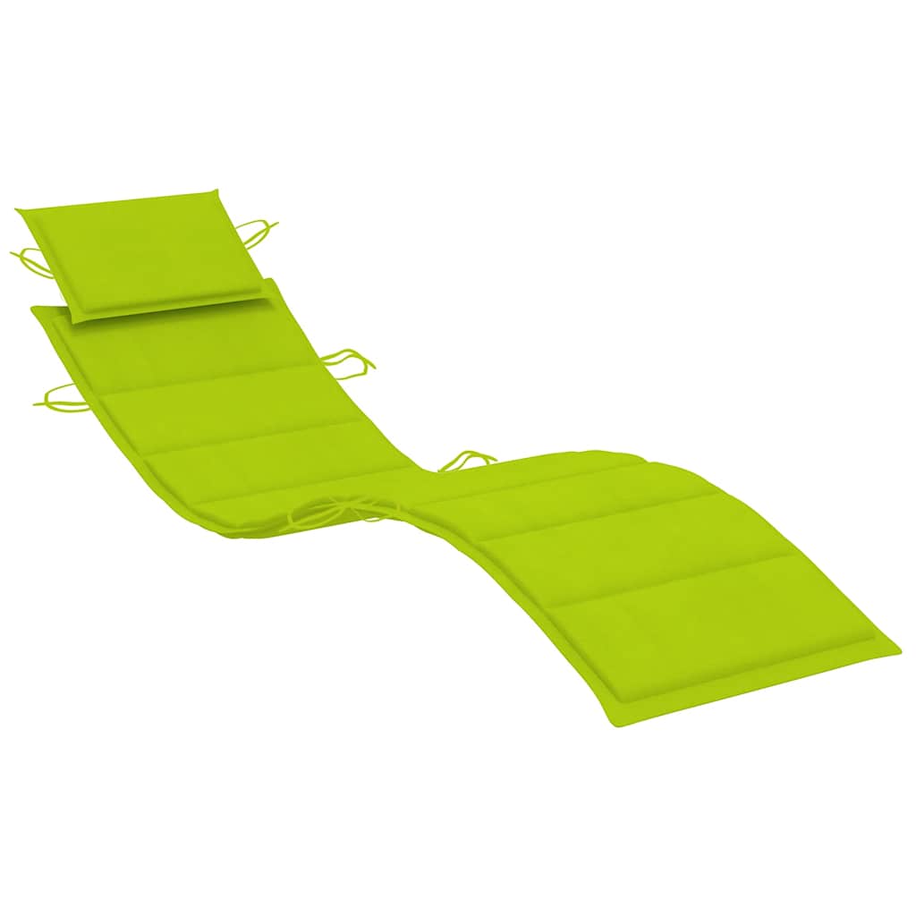 Chaise longue avec table et coussin en bois d'acacia massif