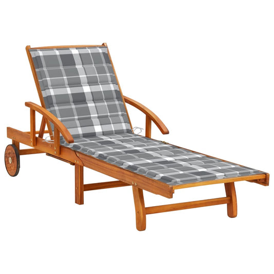 Chaise longue avec coussin en bois d'acacia massif