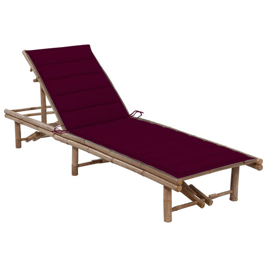 Chaise longue de jardin avec coussin en bambou