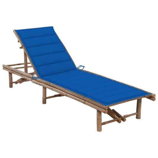 Chaise longue de jardin avec coussin en bambou