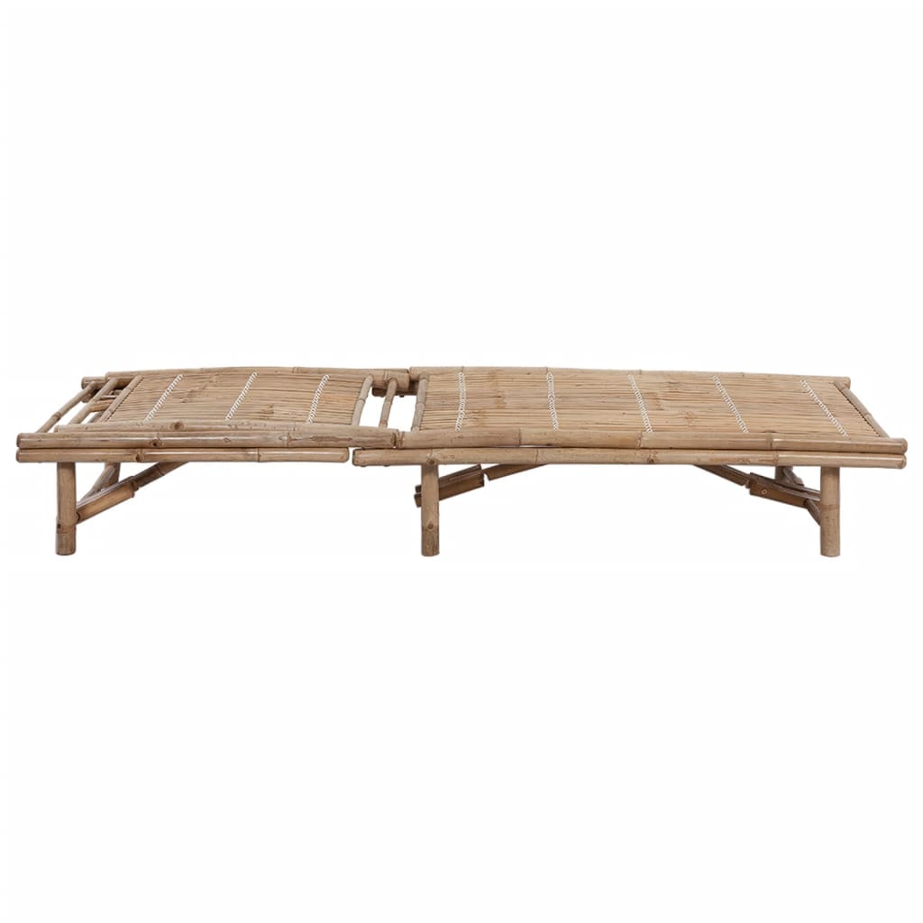 Chaise longue de jardin avec coussin en bambou