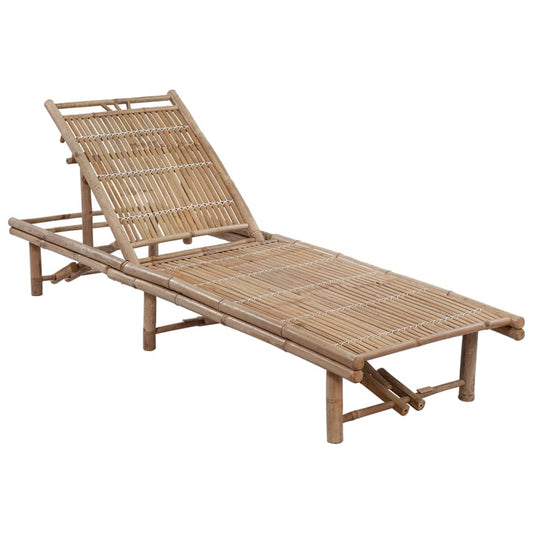 Chaise longue de jardin avec coussin en bambou