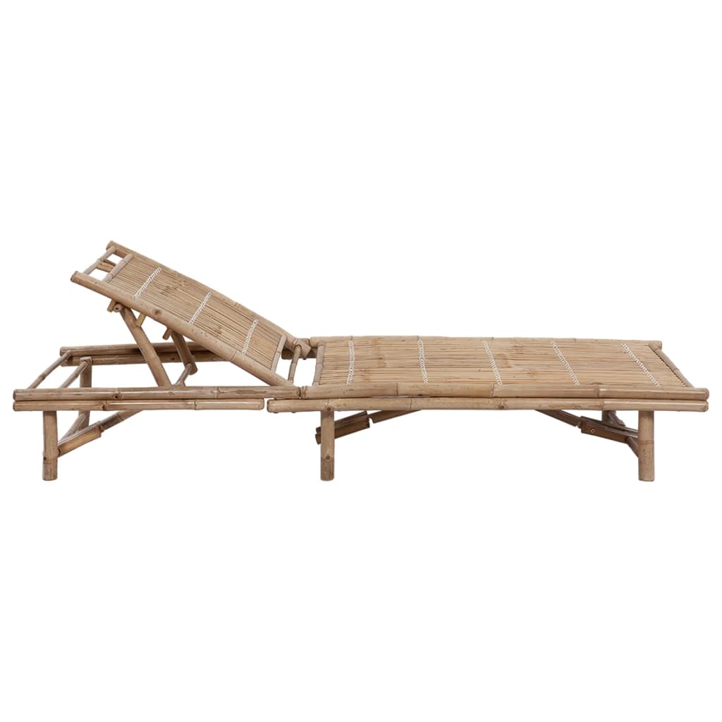 Chaise longue de jardin avec coussin en bambou