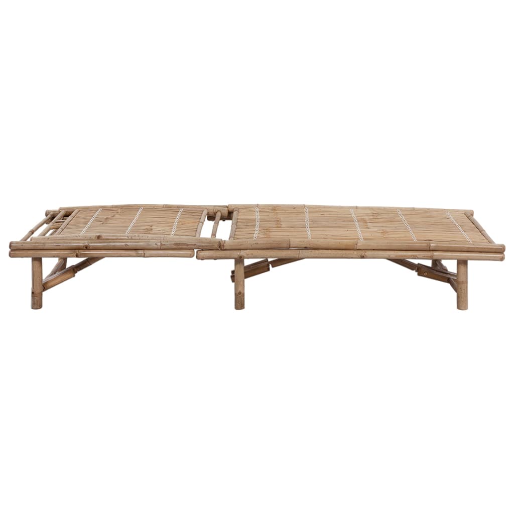 Chaise longue de jardin avec coussin en bambou