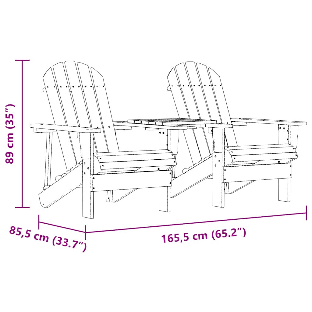 Adirondack-Gartenstühle mit Tisch Massivholz Tanne