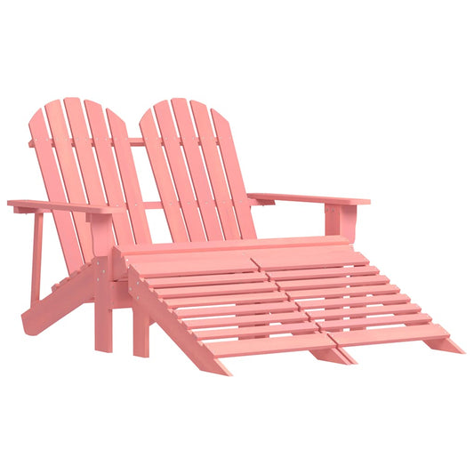 Adirondack-Gartenbank 2-Sitzer mit Fußteil Tannenholz Rosa