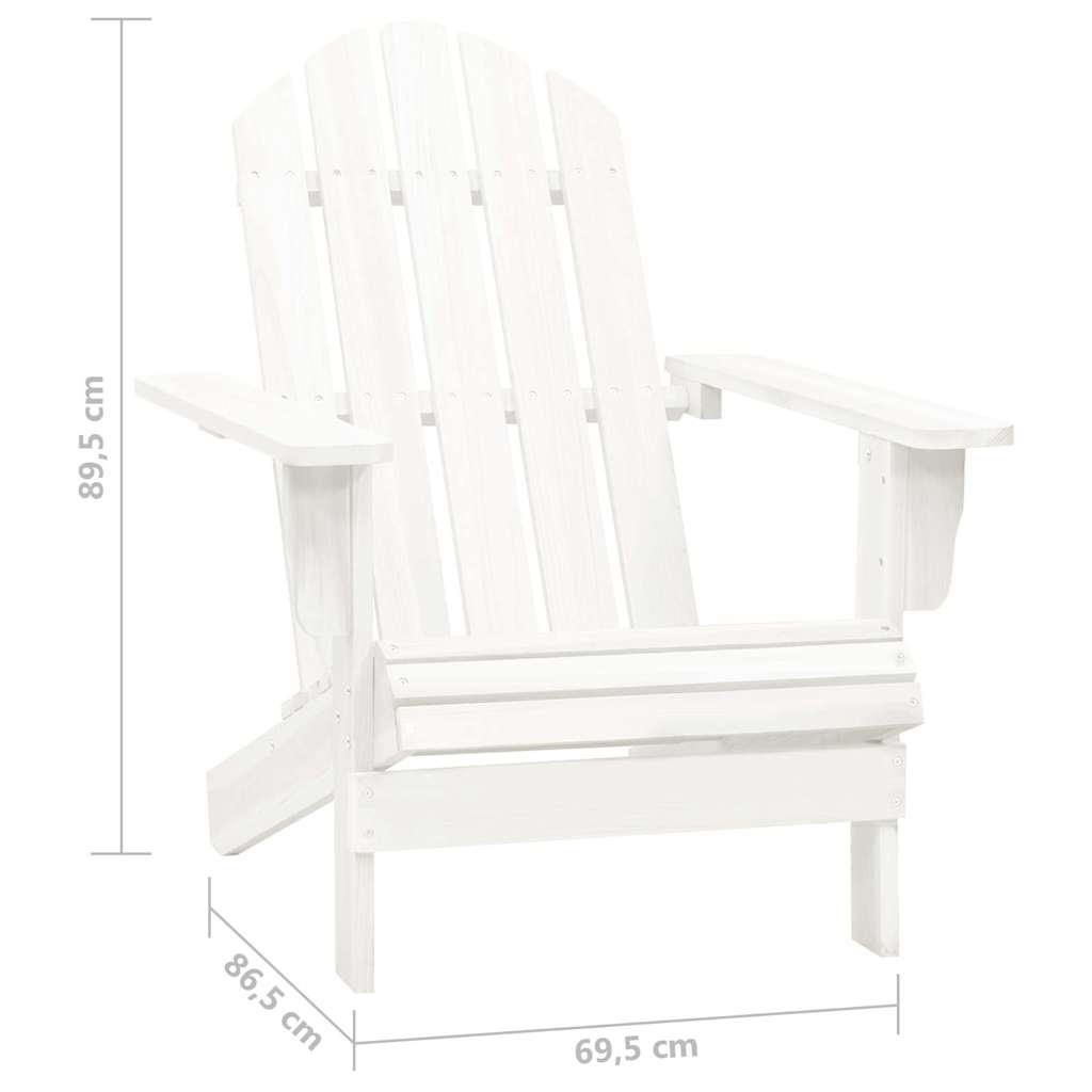 Adirondack-Gartenstuhl mit Fußstütze & Tisch Tannenholz Weiß