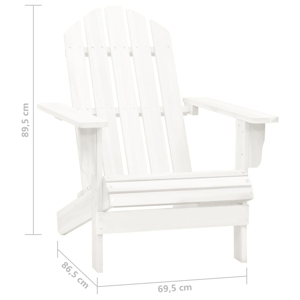 Adirondack-Gartenstuhl mit Fußstütze & Tisch Tannenholz Weiß