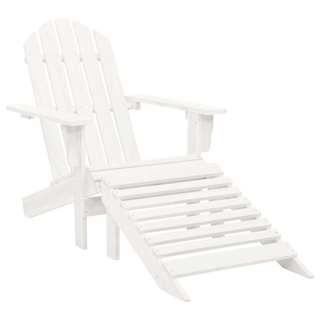Adirondack-Gartenstuhl mit Fußstütze & Tisch Tannenholz Weiß