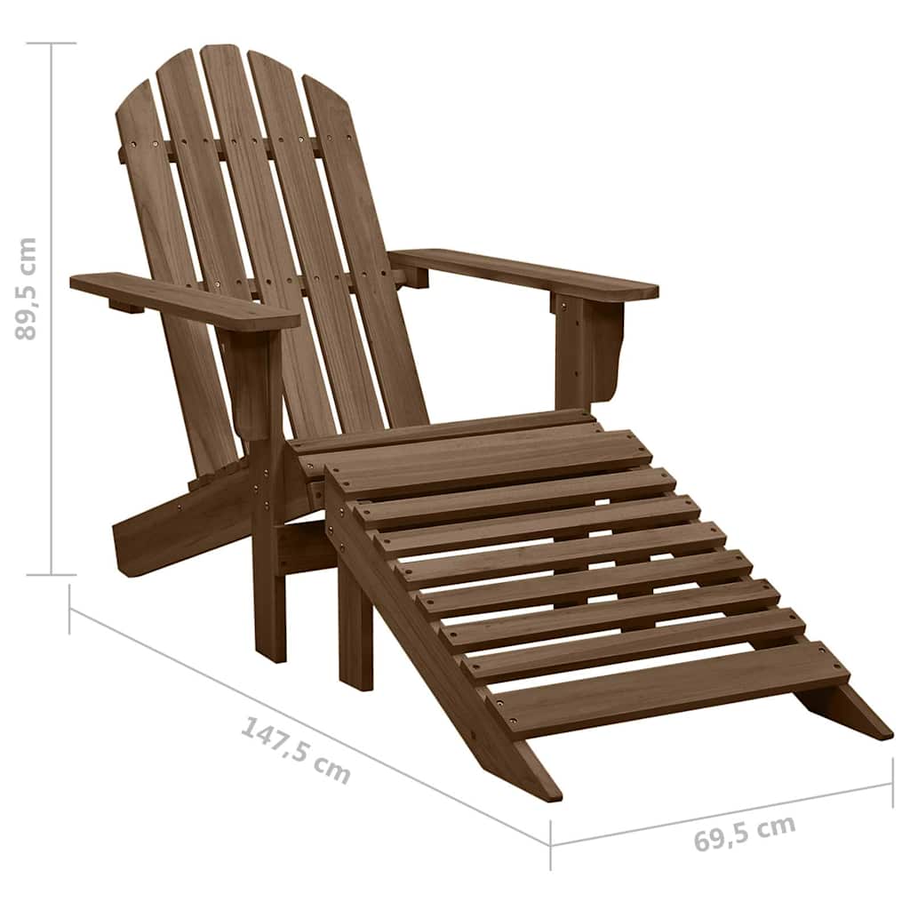 Adirondack-Gartenstuhl mit Fußstütze & Tisch Tannenholz Braun