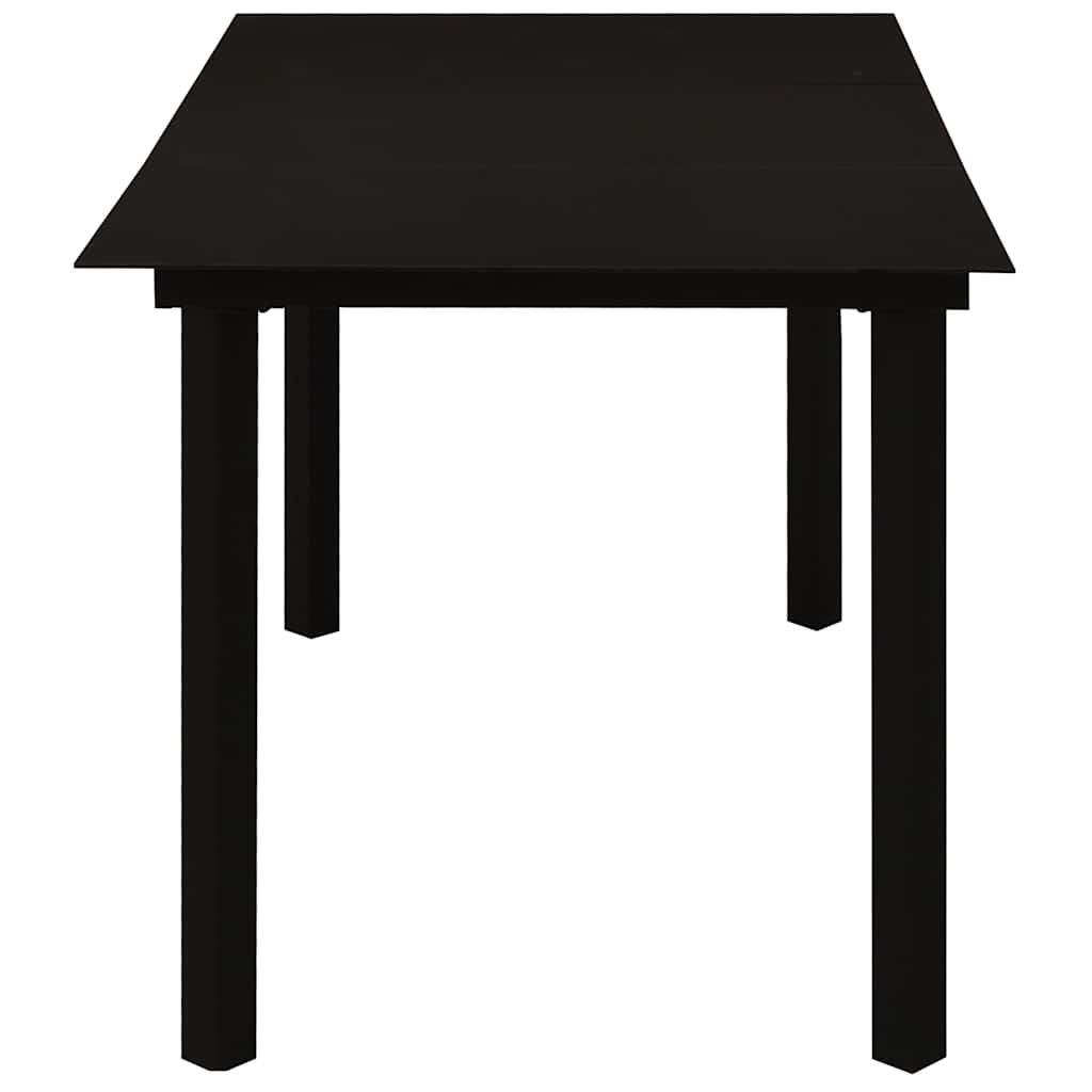 5-tlg. Garten-Essgruppe Schwarz Glas und Stahl