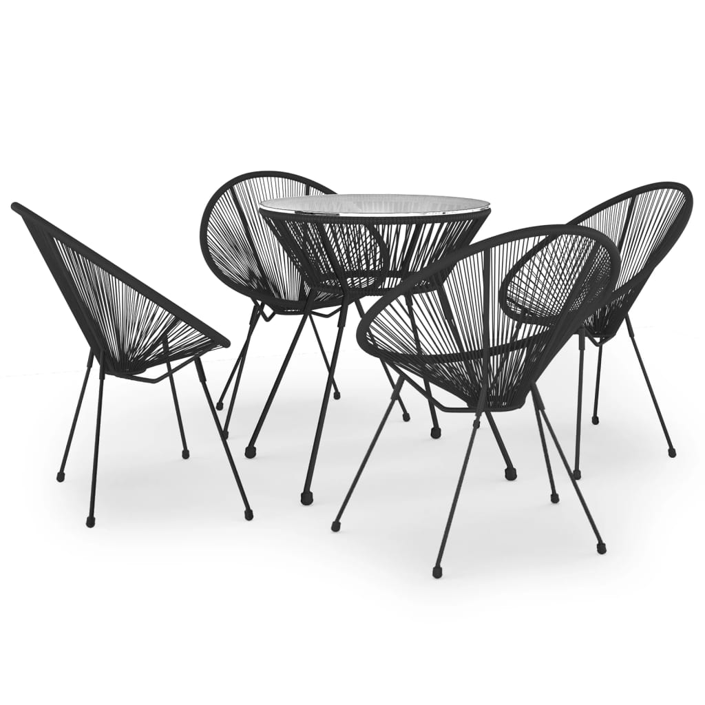 5-tlg. Garten-Essgruppe PVC Rattan Schwarz