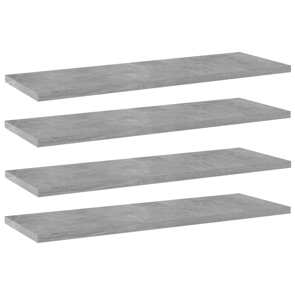 Lot de 4 planches de bibliothèque en bois, gris béton, 60 x 20 x 1,5 cm