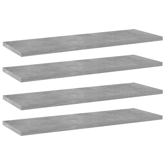 Lot de 4 planches de bibliothèque en bois, gris béton, 60 x 20 x 1,5 cm