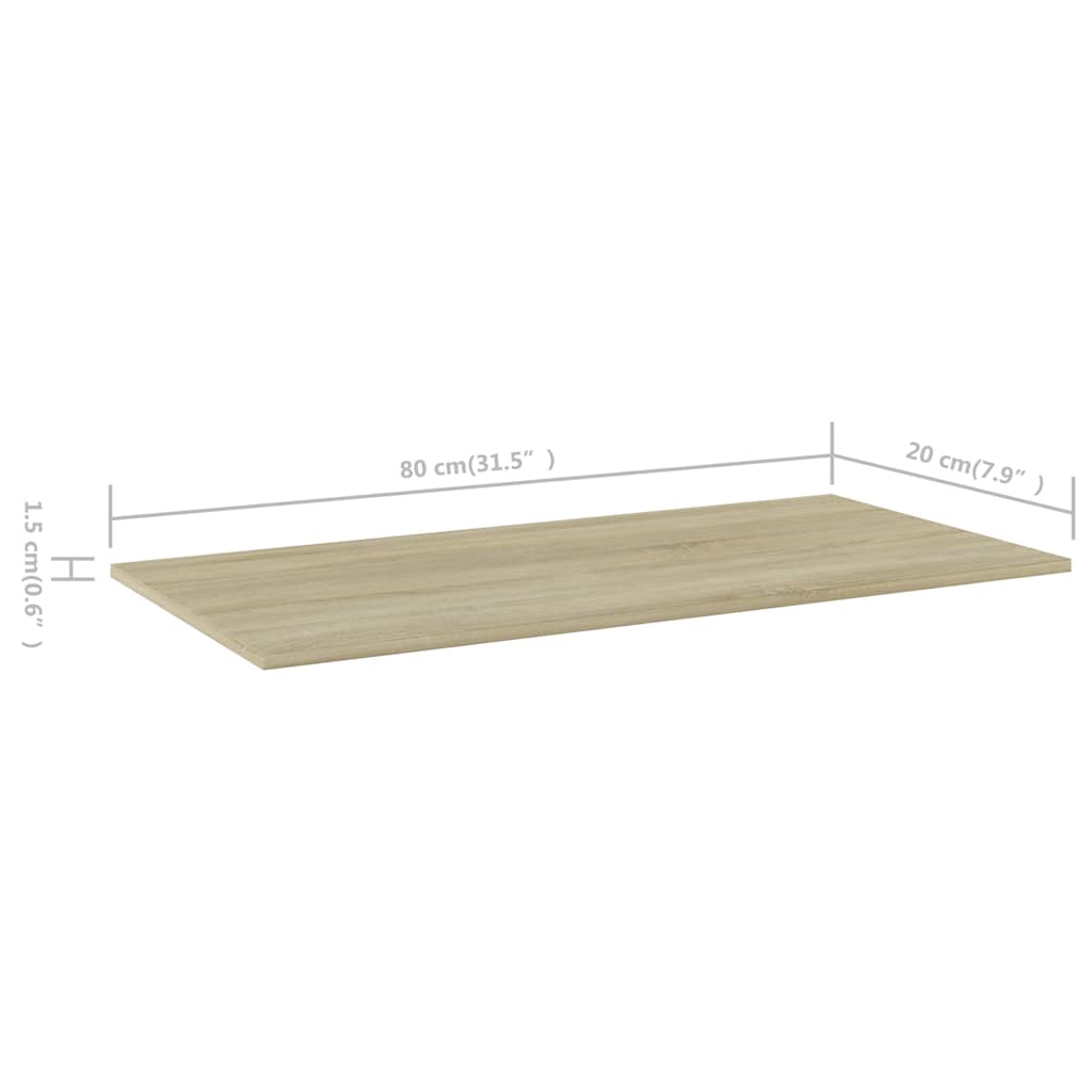 Bücherregal-Bretter 4 Stk. Sonoma-Eiche 80x20x1,5 cm