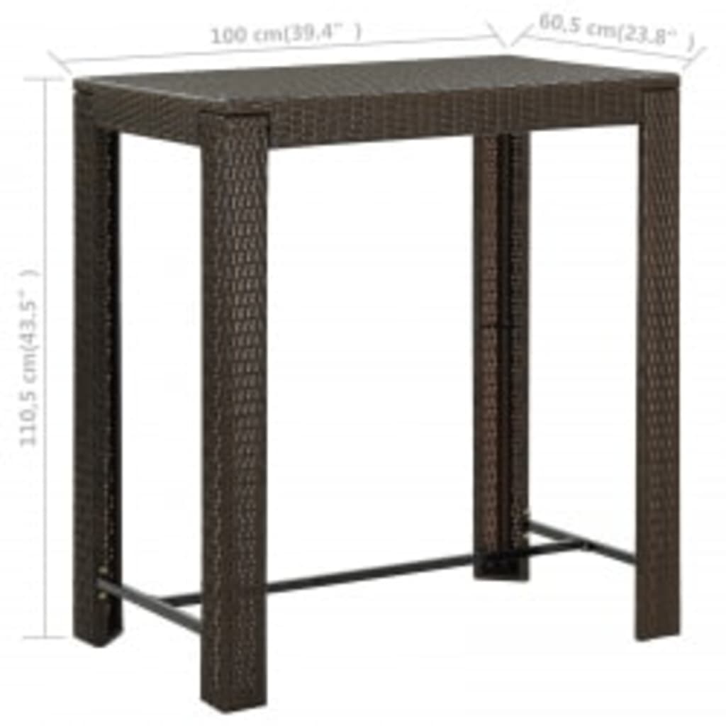 5-tlg. Garten-Bar-Set mit Armlehnen Poly Rattan Braun
