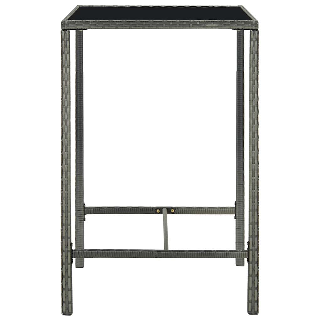 3-tlg. Gartenbar-Set mit Kissen Poly Rattan Grau