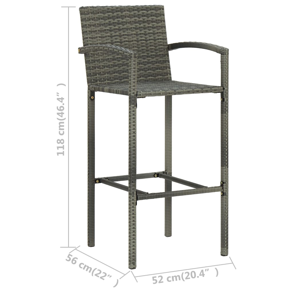 5-tlg. Gartenbar-Set Poly Rattan Grau