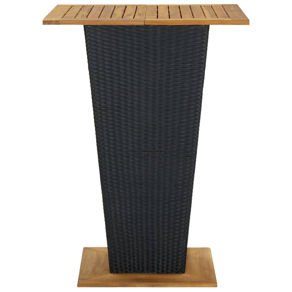 5-tlg. Gartenbar-Set mit Kissen Poly Rattan Schwarz